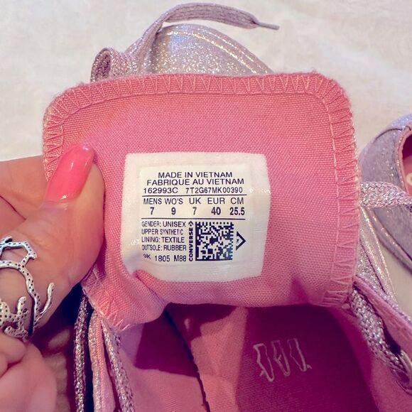 Converse Pink Glitter Athletic Shoes All Star Chuck’s Men’s 7 Women’s 9 - Picture 12 of 14